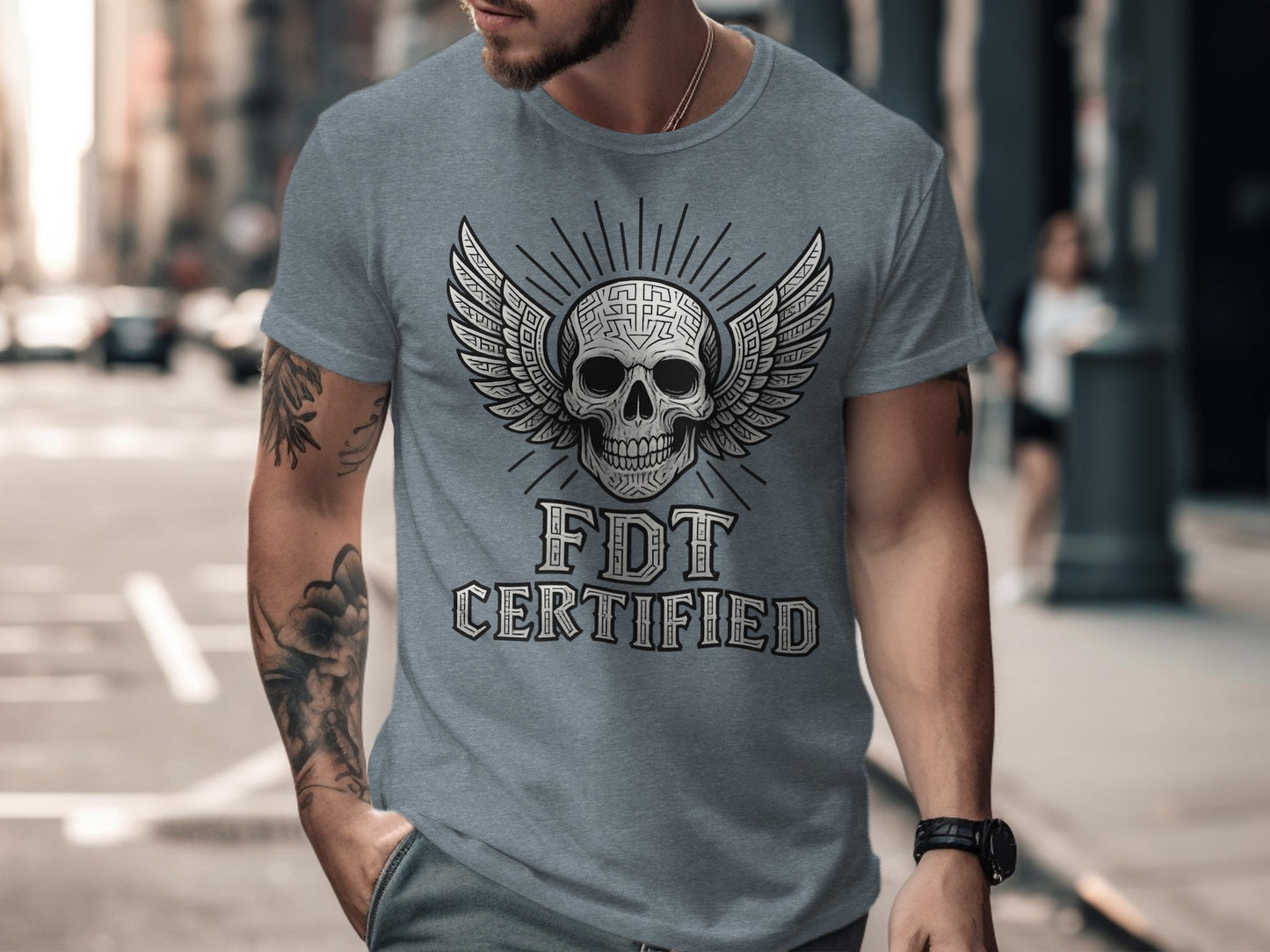 Skull With Wings Design FDT Certified T-shirt