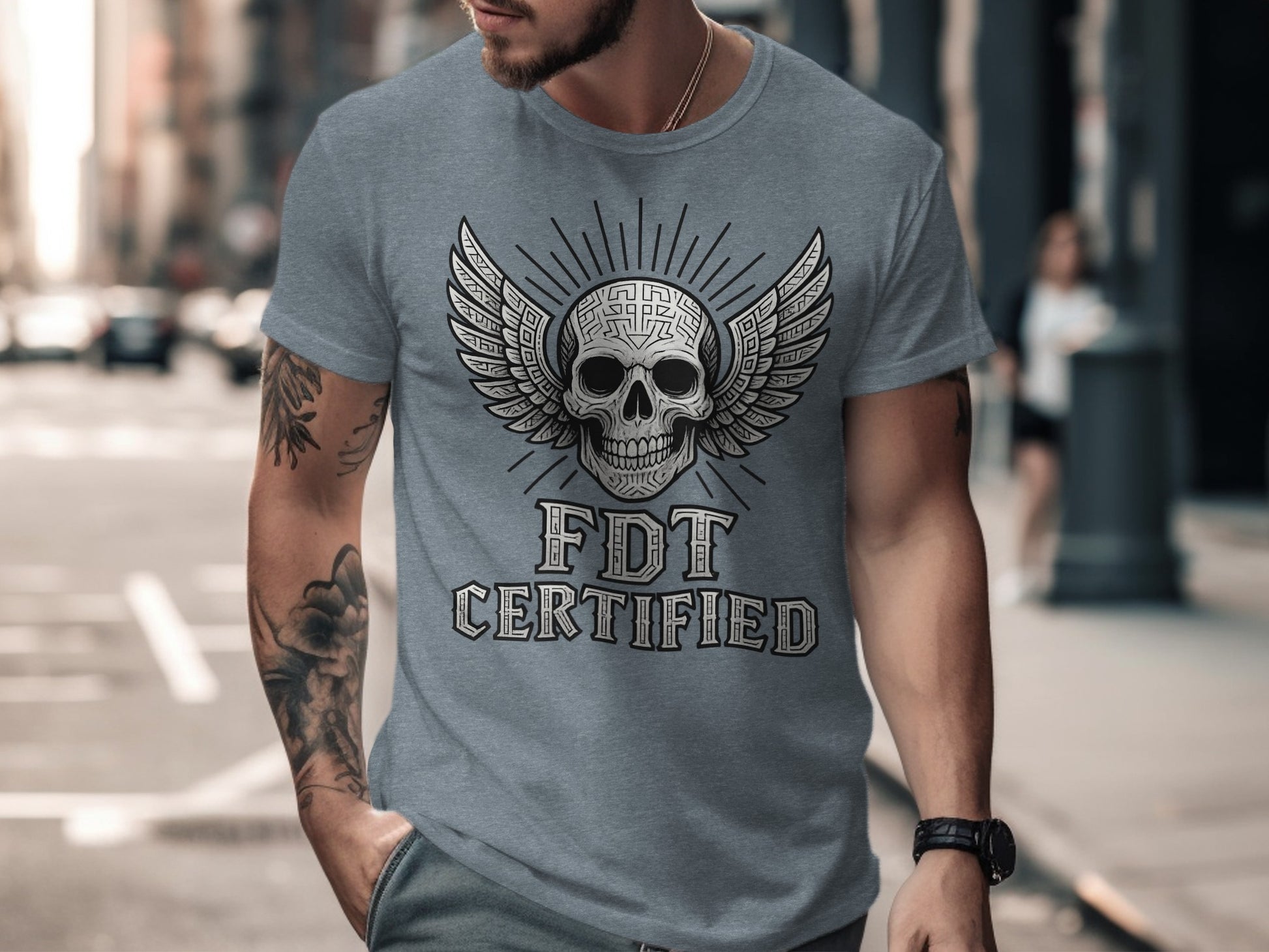 Skull With Wings Design FDT Certified T-shirt
