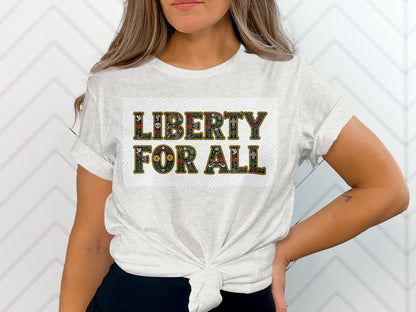 Liberty For All Design Short Sleeve White Shirt