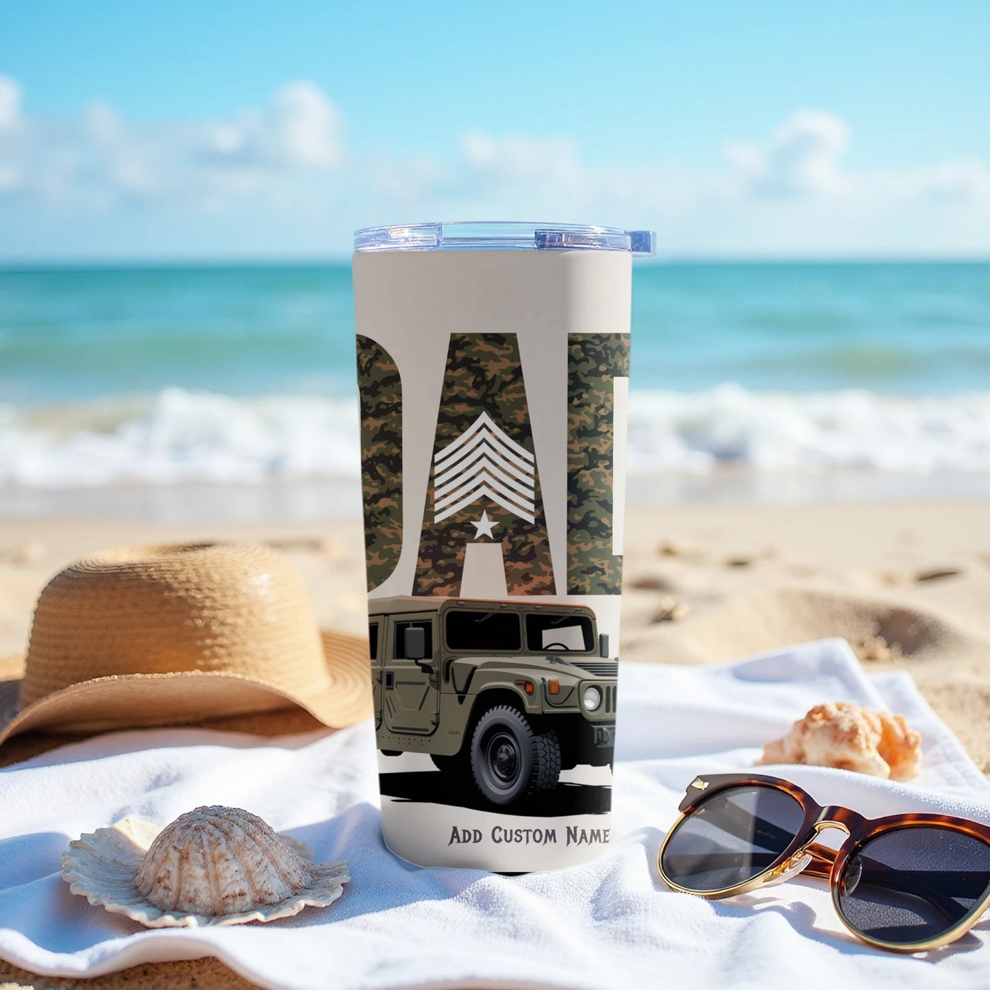 Personalized Dad Camouflage and Jeep Tumbler product