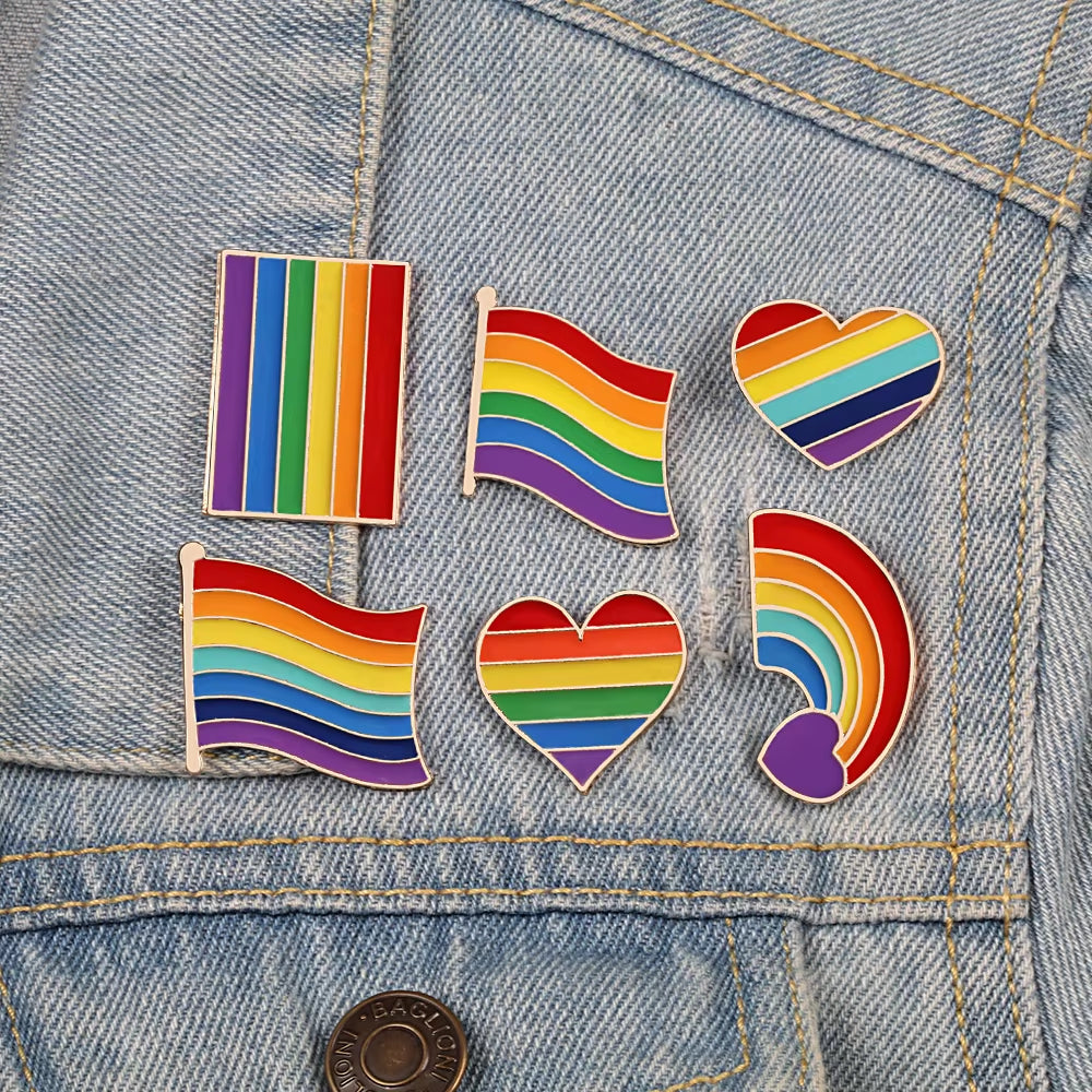 Celebrate Love with Our Custom Rainbow Enamel Pins - Stylish LGBT Brooches Featuring Heart and Gesture Designs for Bags, Shirts, and Lapels - Perfect Unique Jewelry Gifts