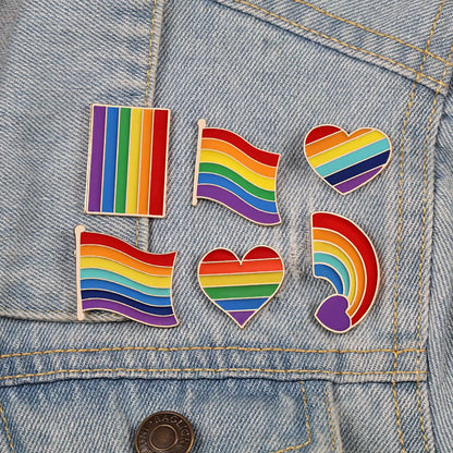 Celebrate Love with Our Custom Rainbow Enamel Pins - Stylish LGBT Brooches Featuring Heart and Gesture Designs for Bags, Shirts, and Lapels - Perfect Unique Jewelry Gifts