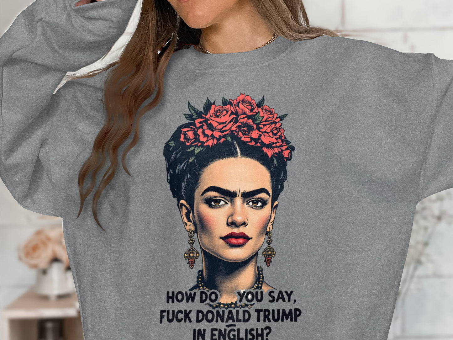 How Do You Say Frida Style Grey Sweatshirt
