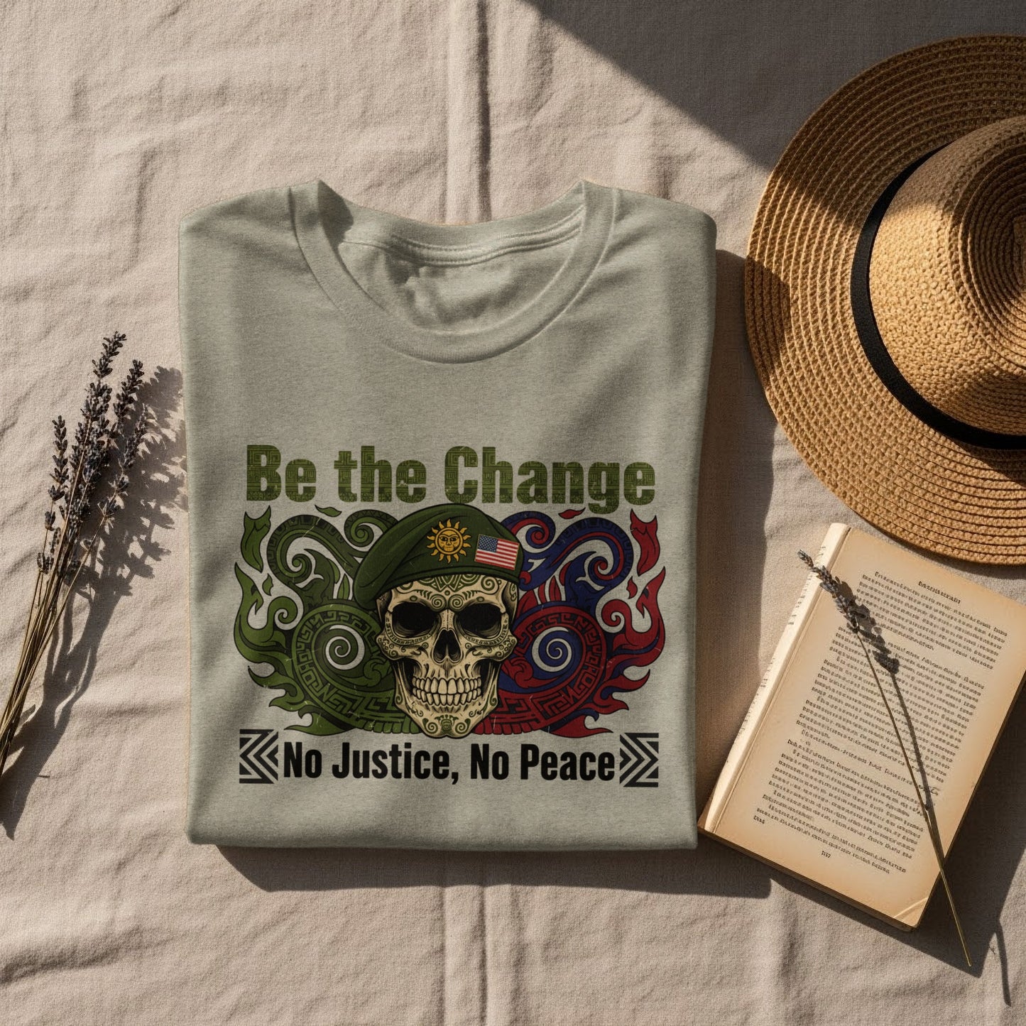 Be the Change No Justice No Peace Skull Graphic Tee