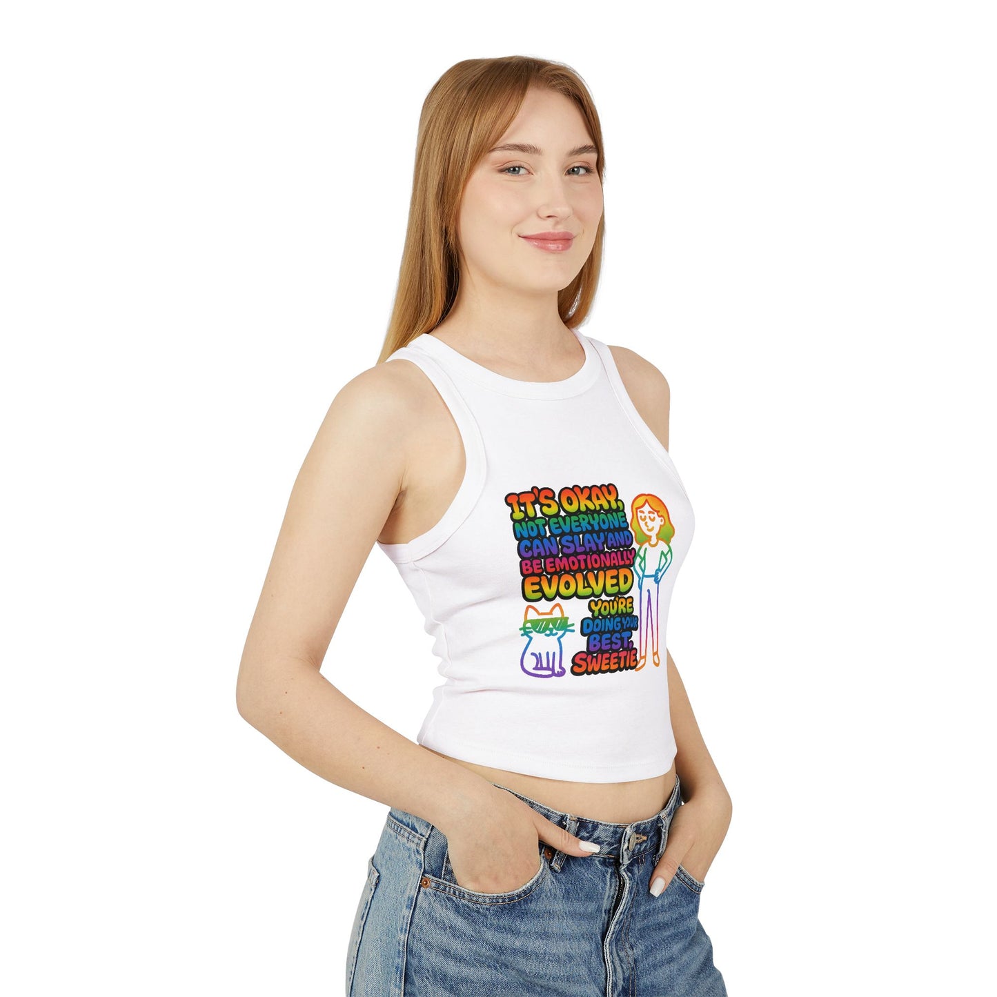 Pride Tank Top Motivational Women's Racer Tank Top - "You're Doing Your Best, Sweetie"
