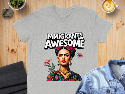 Immigrants are Awesome Graphic V-Neck T-shirt