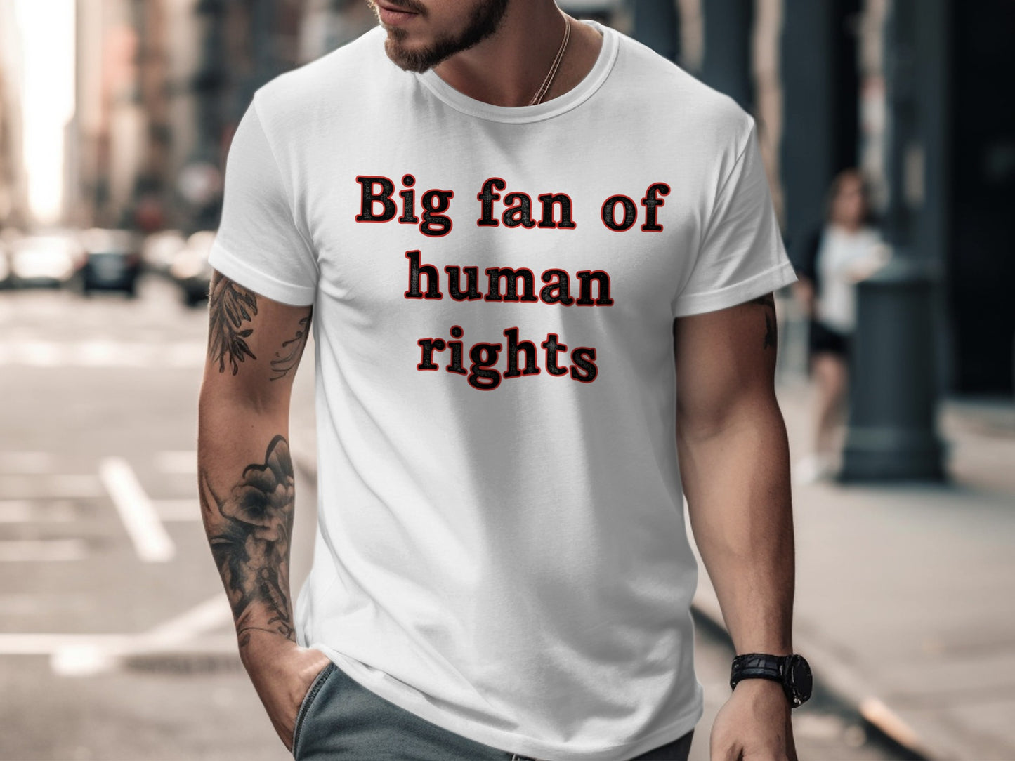 Big fan of human rights print casual shirt product