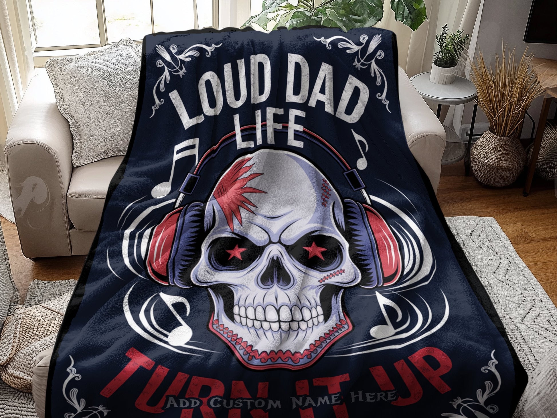 Loud Dad Life Turn It Up Skull Blanket product