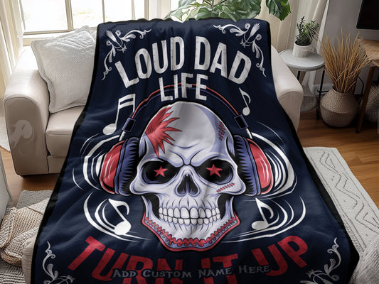 Loud Dad Life Turn It Up Skull Blanket product