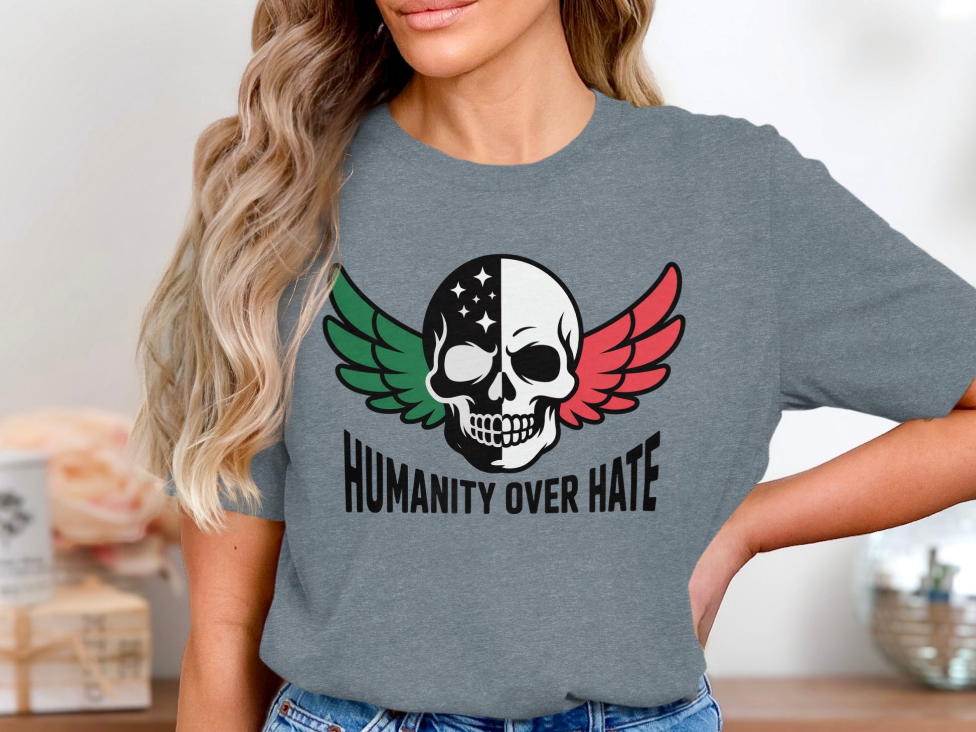 Humanity Over Hate Skull Graphic T-Shirt product type