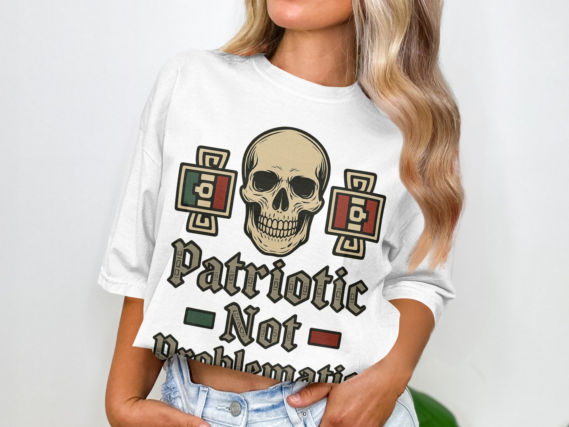 Patriotic Not Problematic Skull Graphic Top