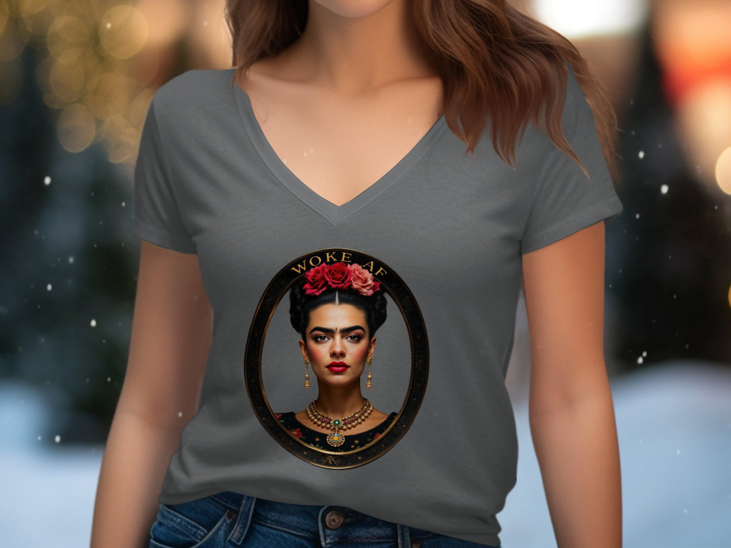 Woke AF Graphic Design Women V-neck T-shirt product type