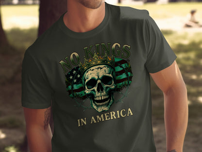 No Kings In America Skull Themed T Shirt