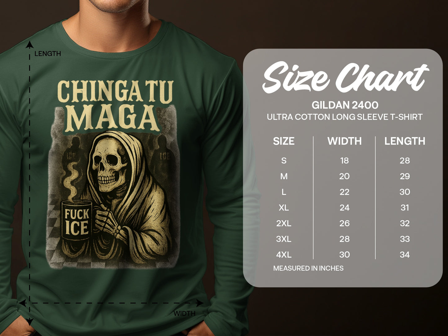 Chinga Tu Maga Skull Graphic Long Sleeve Shirt