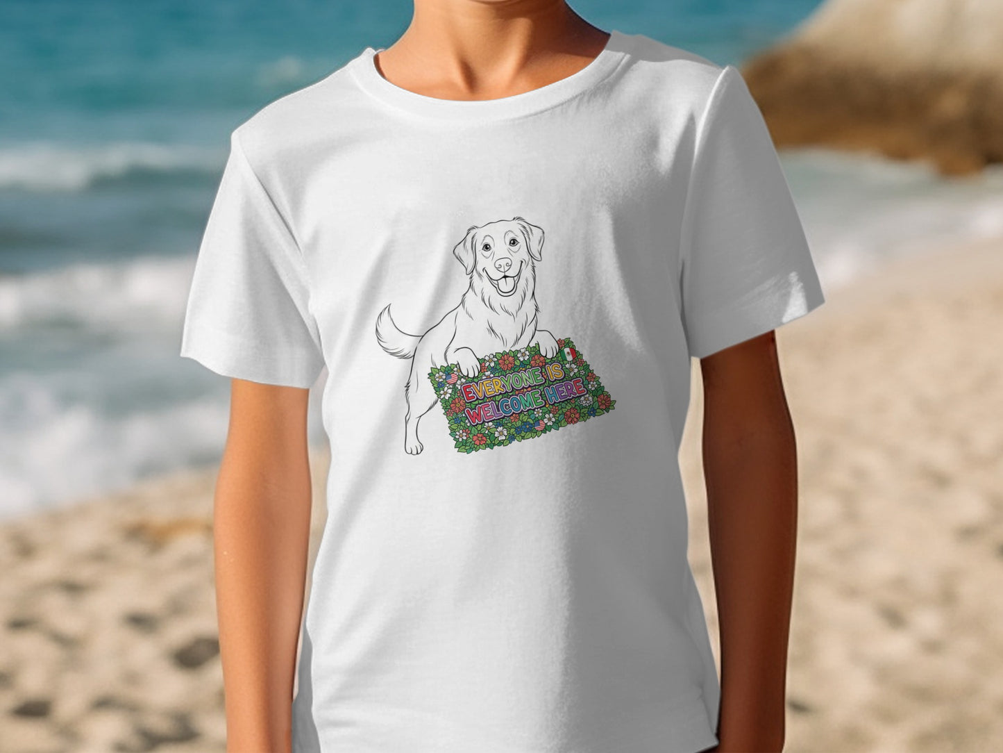 Dog Holding Welcome Sign T-shirt