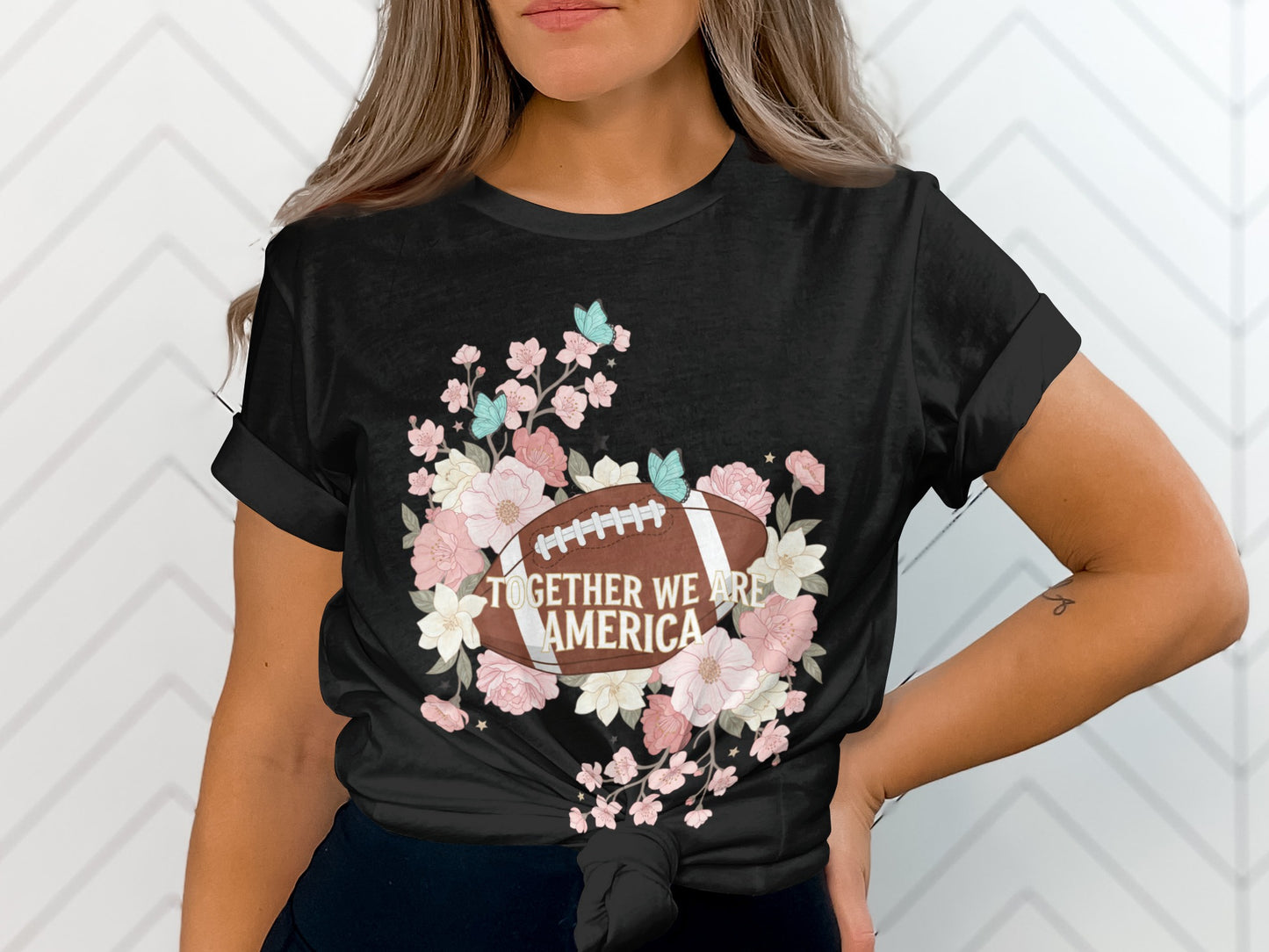 Together We Are America Football Floral Shirt