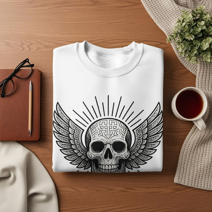 Skull with Wings Graphic Design on Sweater Product