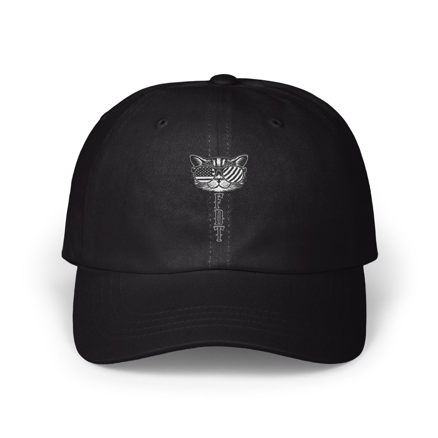 Stylish Cat Embroidered Black Adjustable Hat product