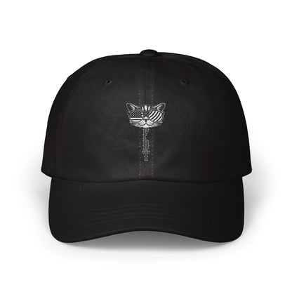Stylish Cat Embroidered Black Adjustable Hat product