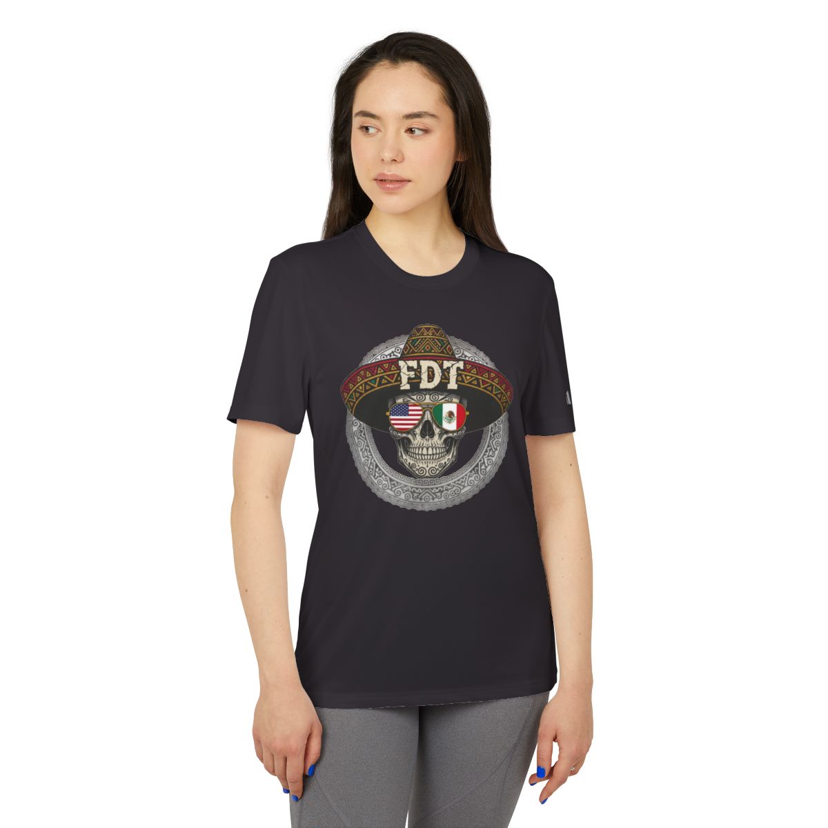 FDT Sombrero Skull Mexico USA Flag Graphic Shirt