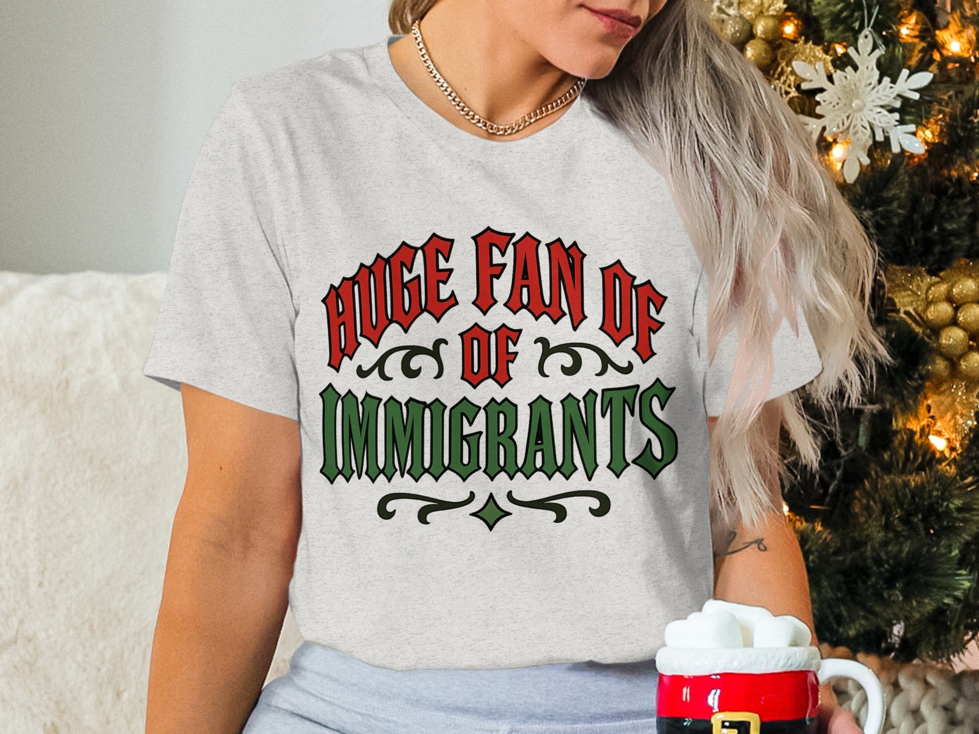 Huge Fan Of Immigrants Graphic White T-shirt