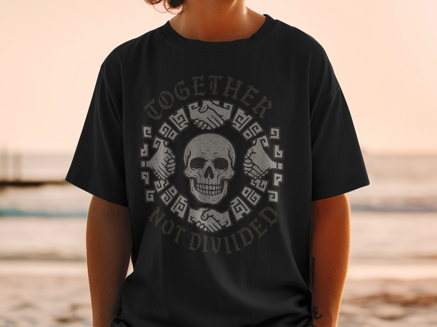 Together Not Divided Skull Design T-Shirt