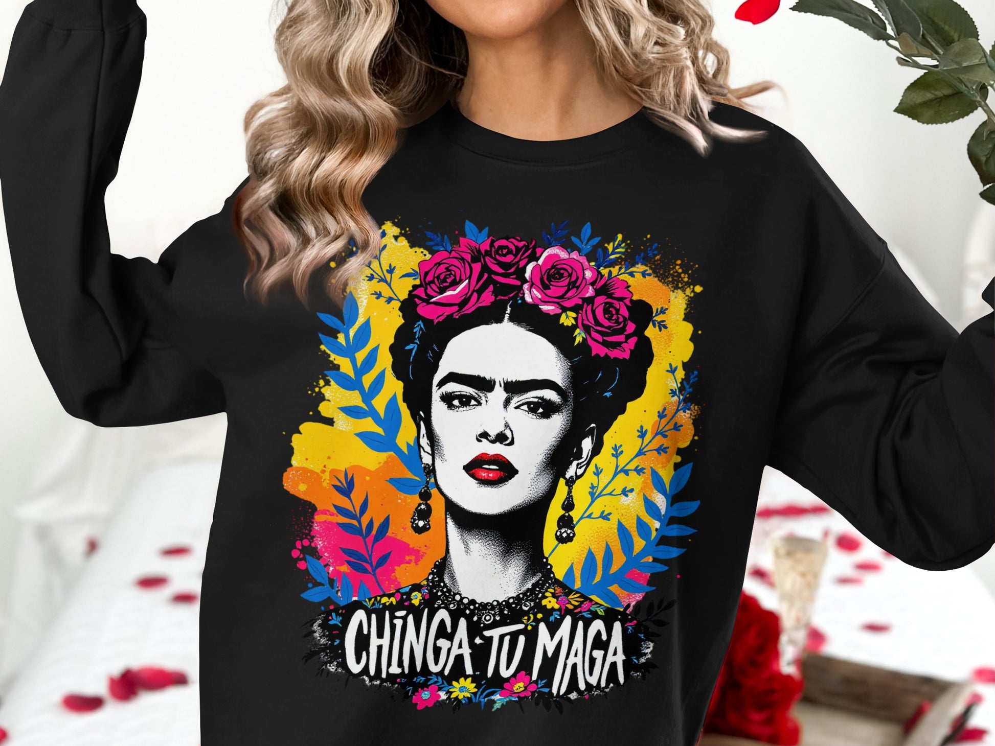 Chinga Tu Maga Graphic Floral Art Sweatshirt product