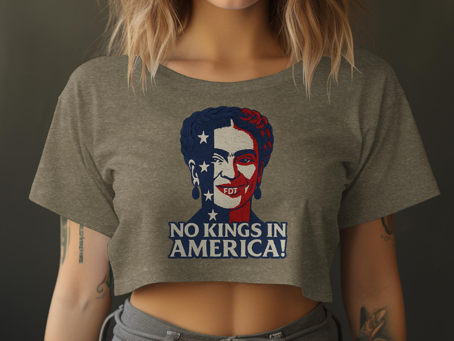 No Kings in America Graphic Print Crop Top product