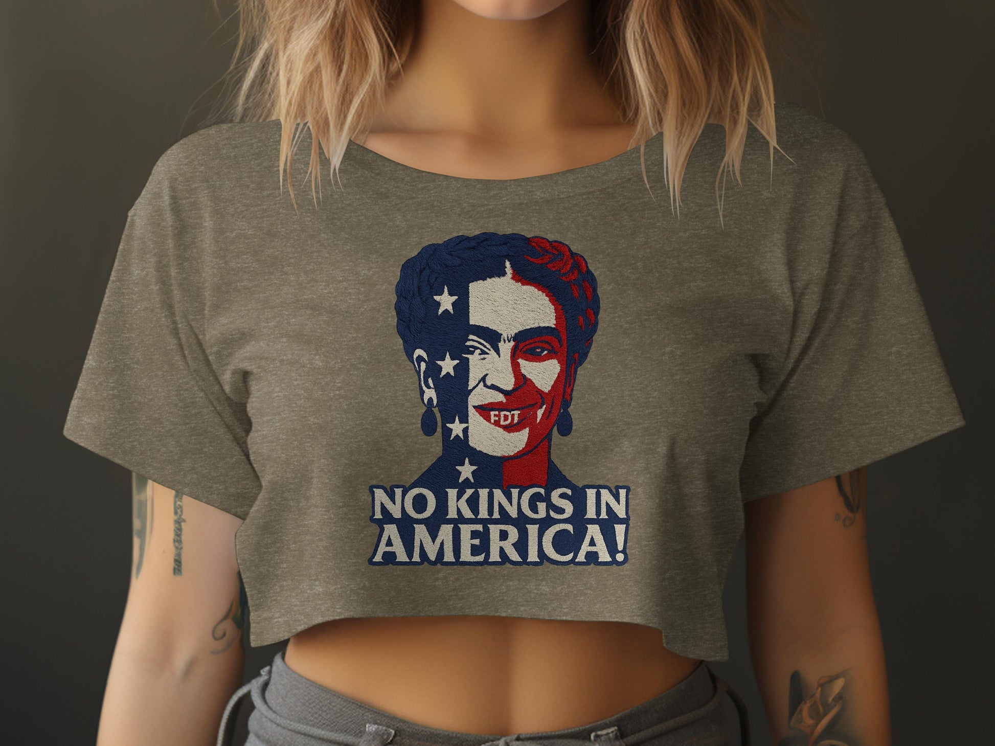 No Kings in America Graphic Print Crop Top product