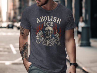 Abolish ICE Skeleton Flames Graphic T-shirt product type