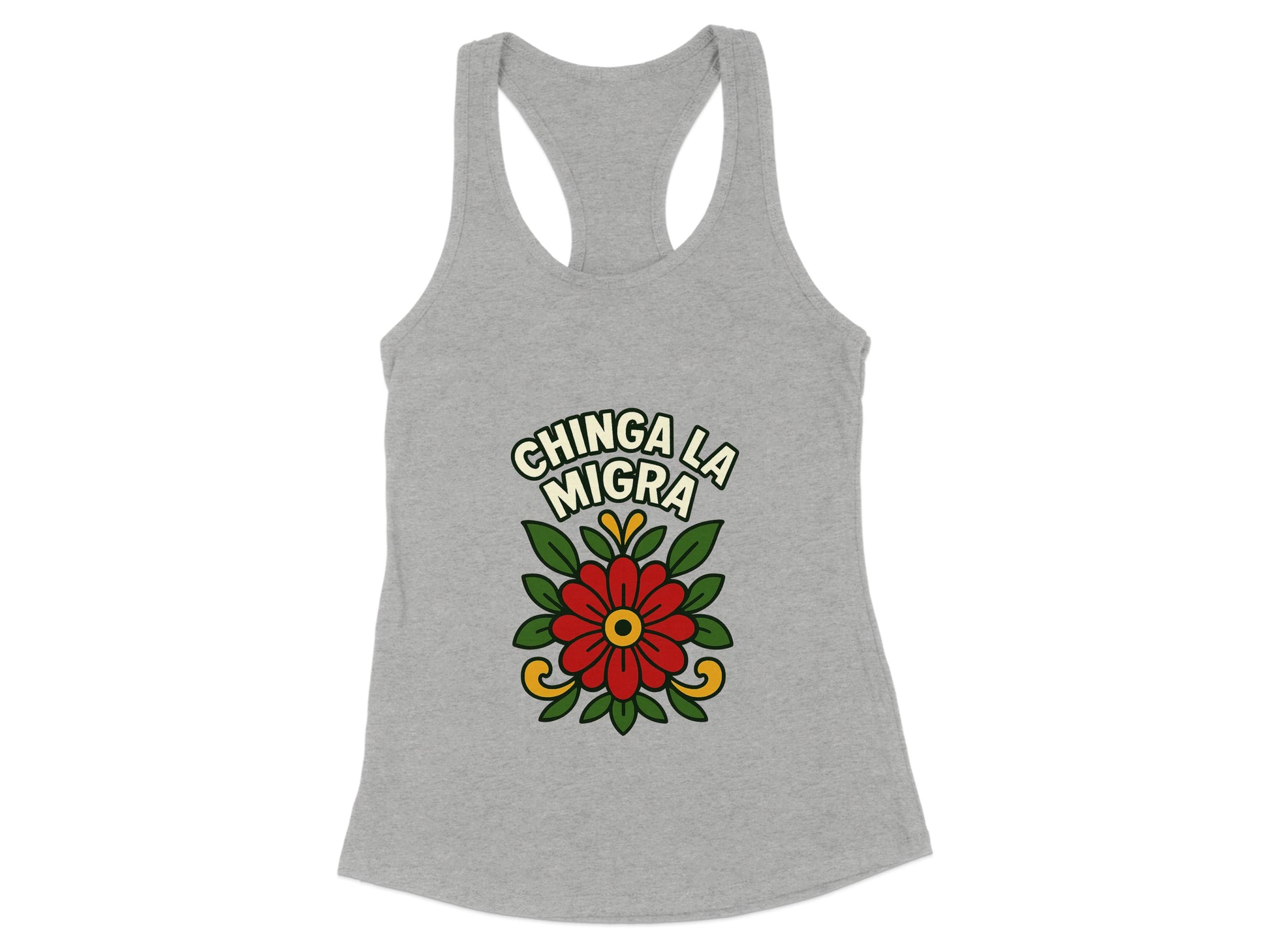 Bold Floral Design Chinga La Migra Statement Tank product