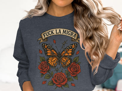 Artistic Butterfly Rose Design Graphic Sweatshirt product type