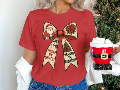 Christmas Themed Shirt with Santa and Holiday Messages