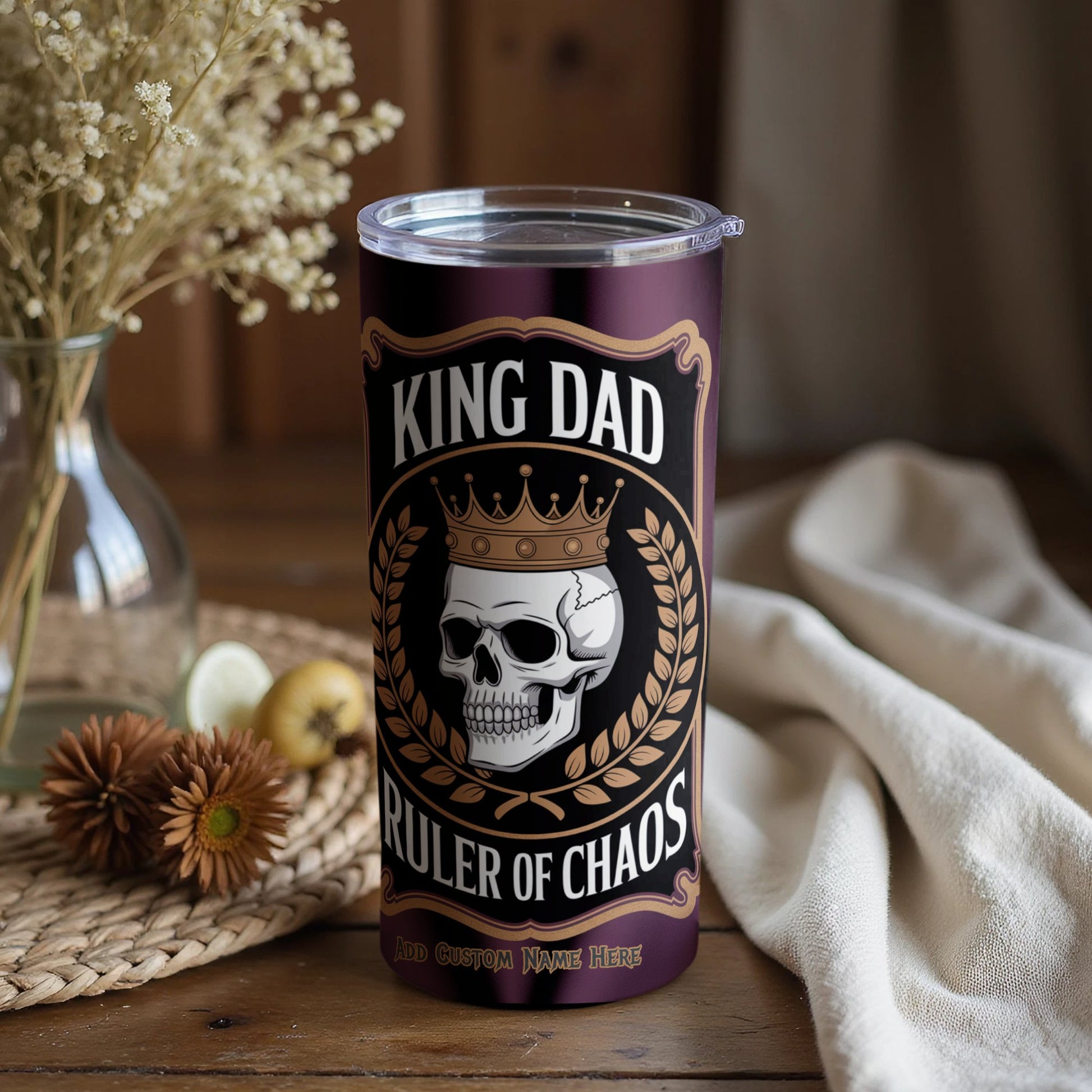 King Dad Ruler of Chaos Skull Design Drinkware product