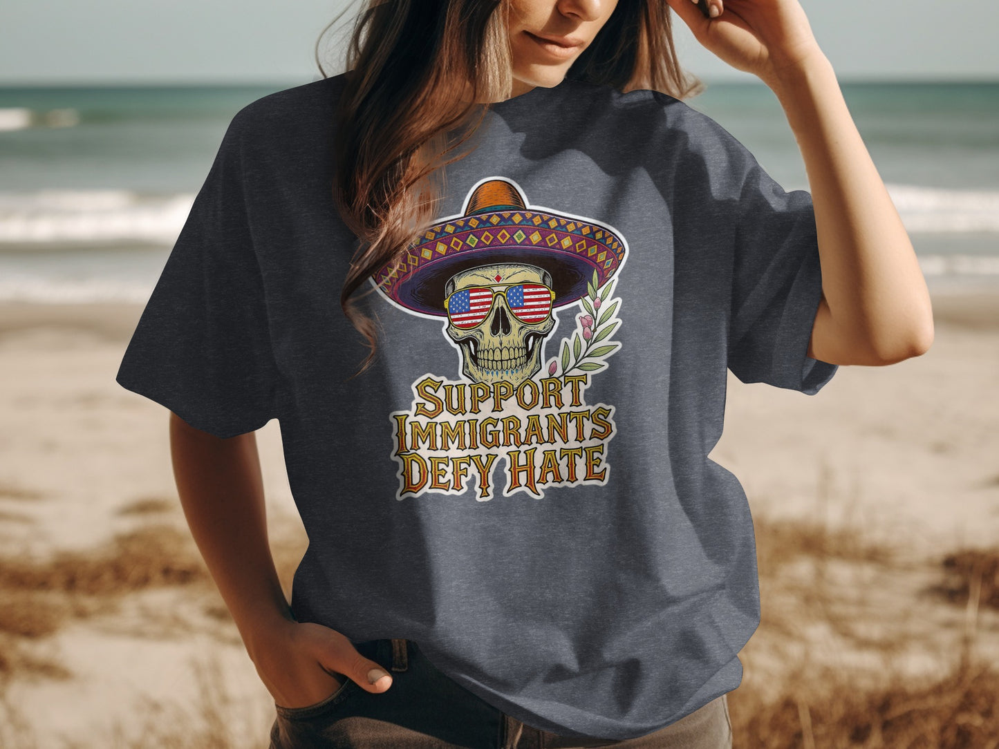 Support Immigrants Defy Hate Graphic T-Shirt product type