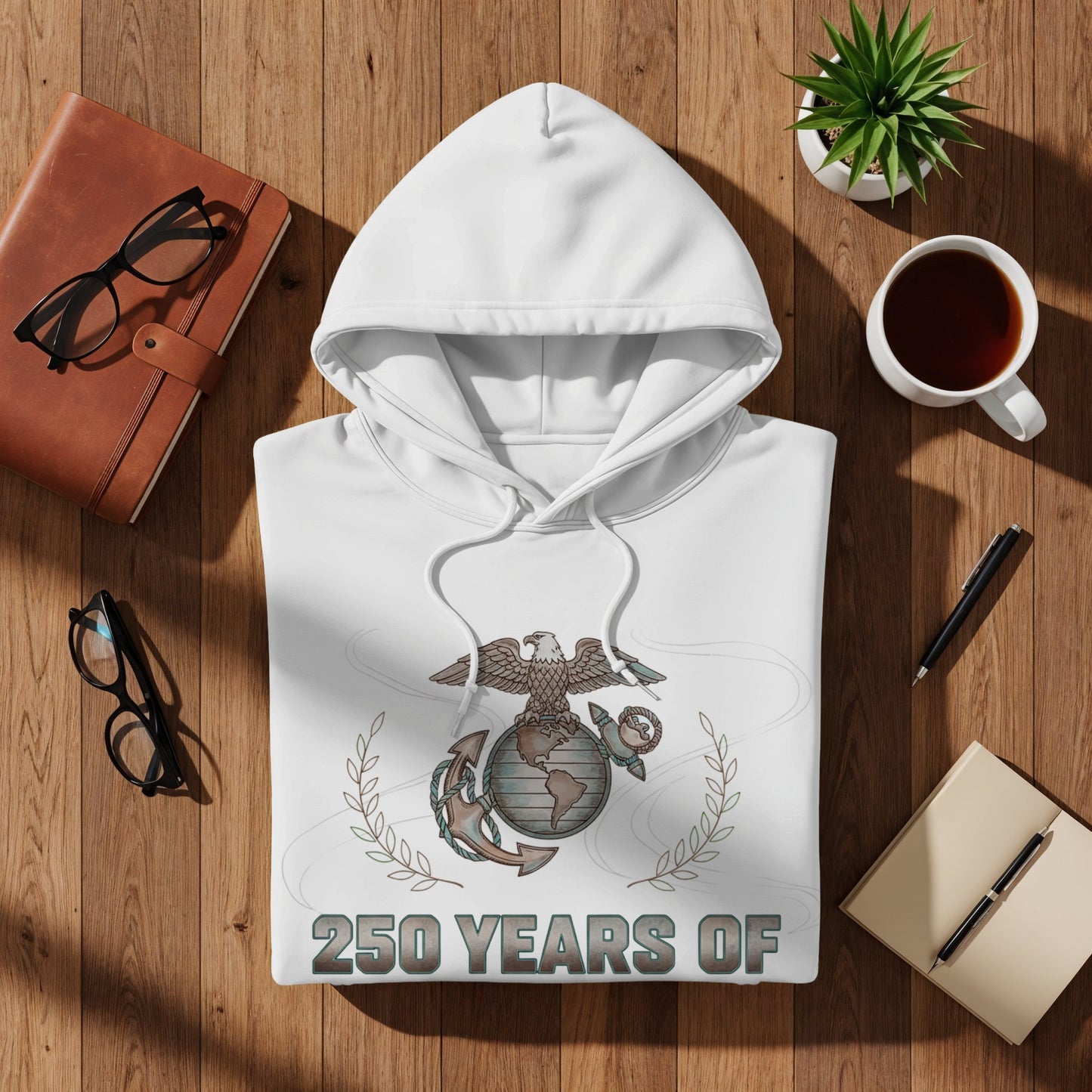 250 Years of US Marine Corps Eagle Globe Anchor Hoodie