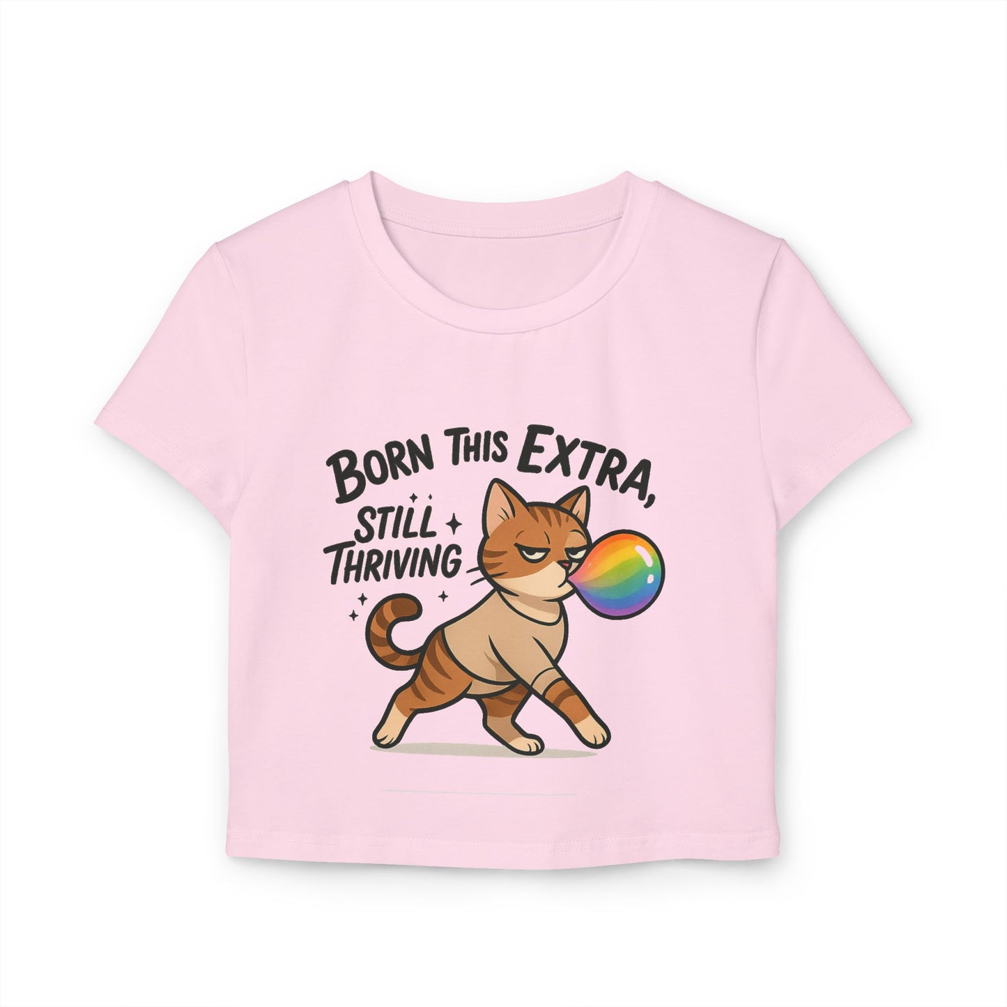 Born This Extra Cat Women's Baby Tee | Cute & Playful Graphic Top