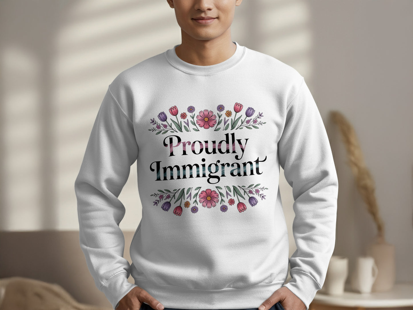 Proudly Immigrant Floral Design Sweater product