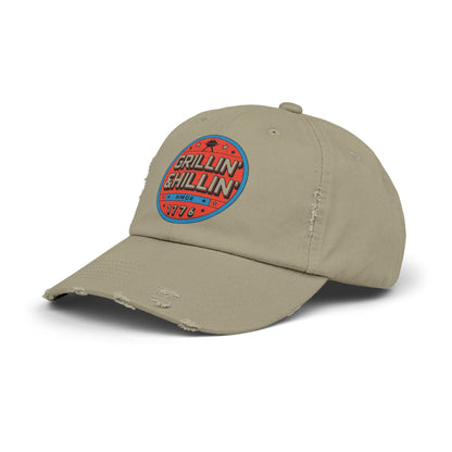 Grillin' Shillin' Unisex Distressed Cap - Casual Outdoor Hat for BBQ Lovers