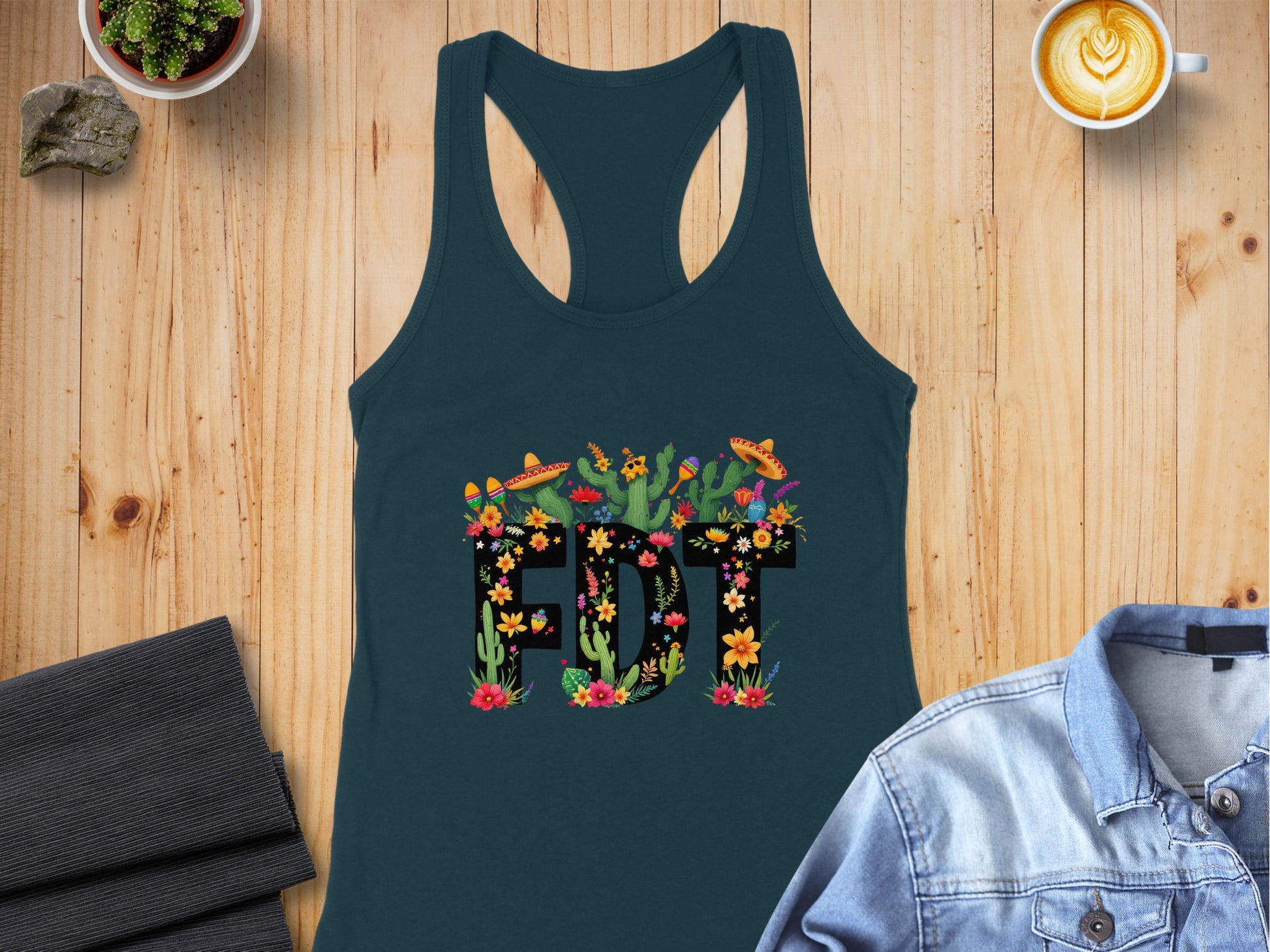 Floral and Cactus Themed EDT Design Tank Top product type