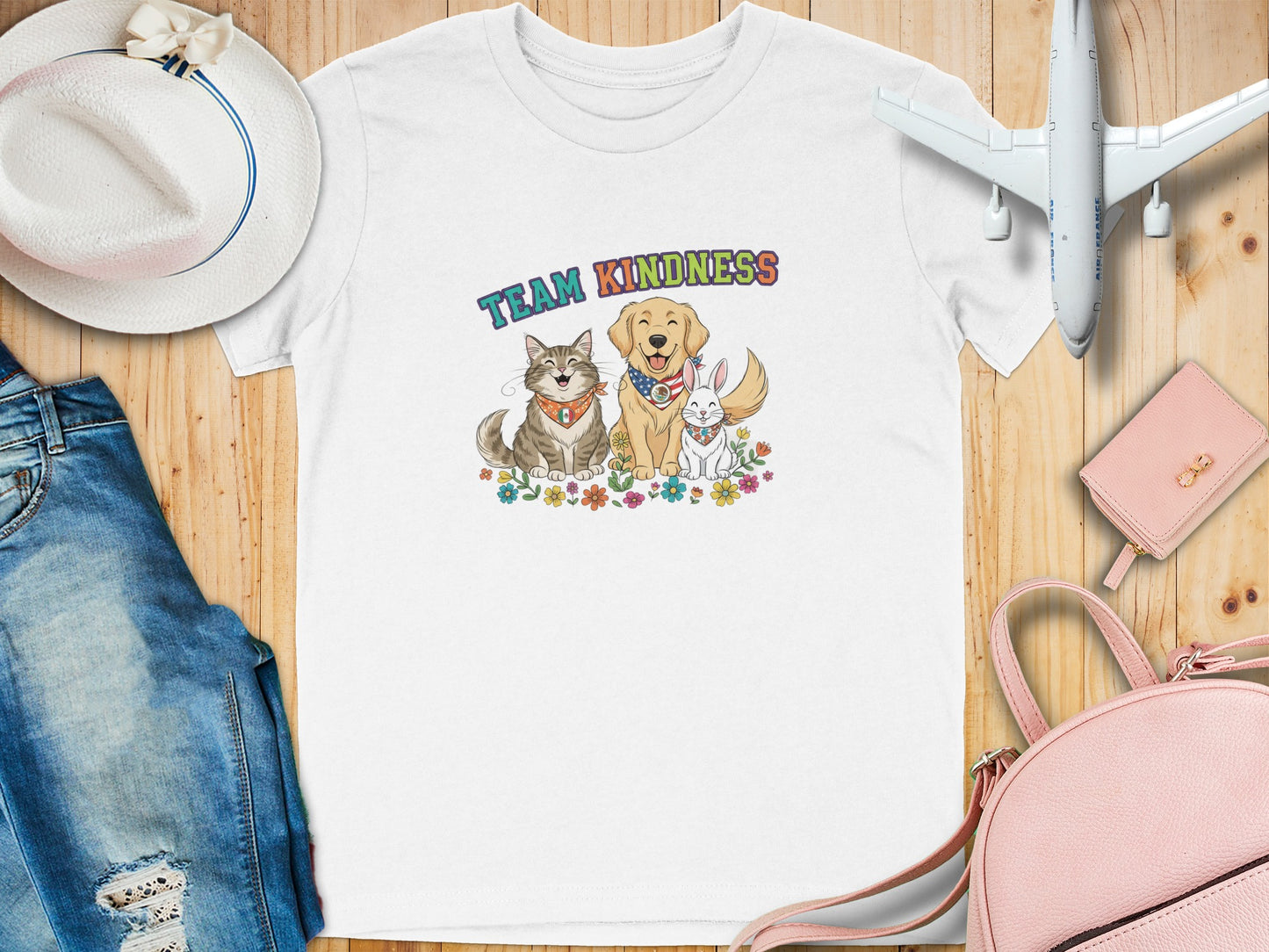 Team Kindness Graphic T-Shirt with Animal Illustration