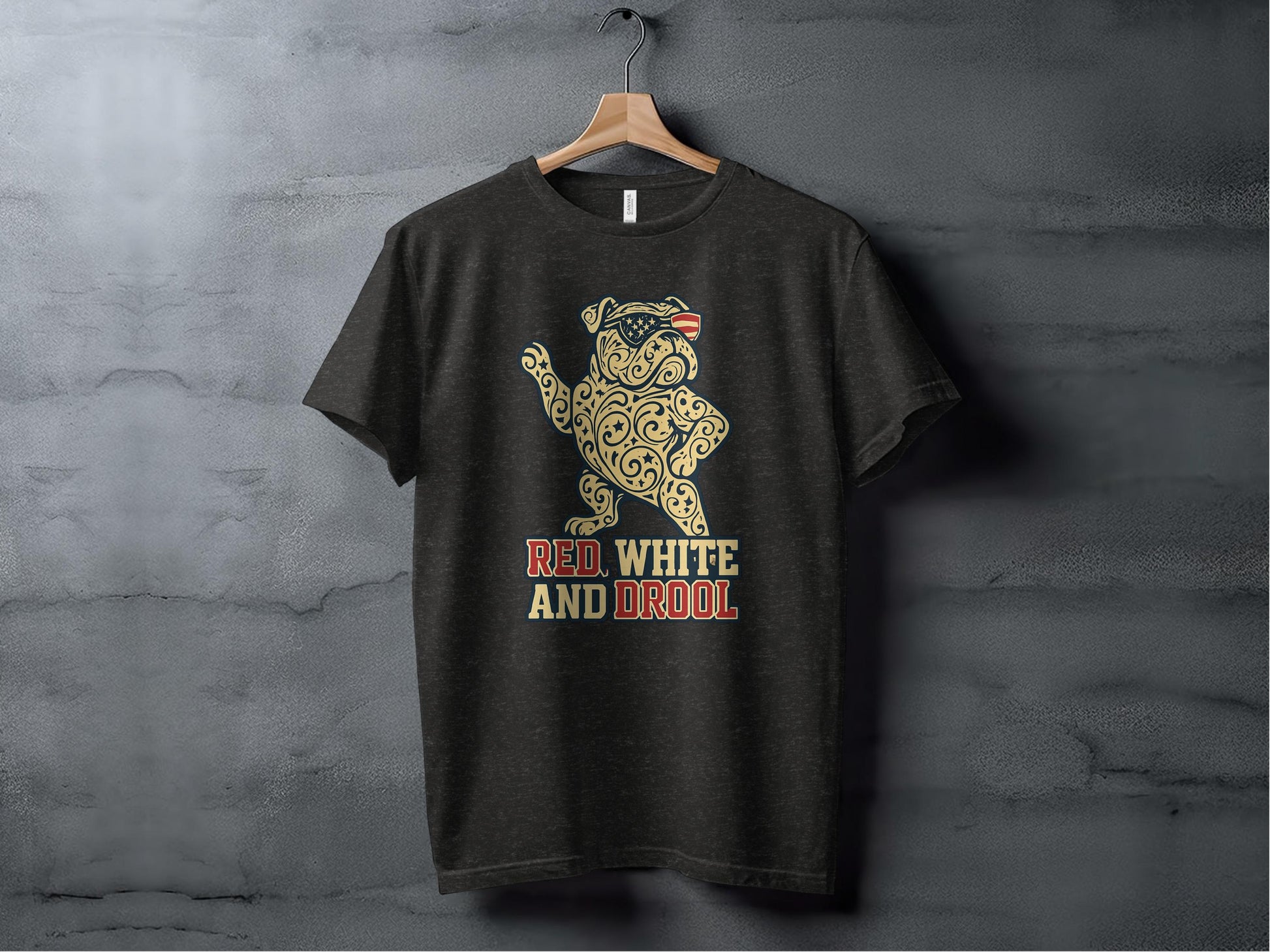 Red White and Drool Pug Design Graphic T-Shirt product type