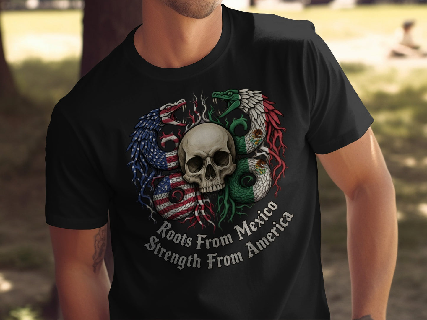 Roots From Mexico Strength From America T-shirt