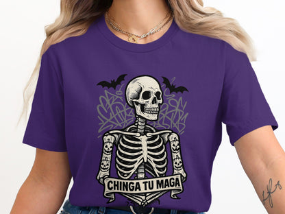 Chinga Tu Maga Skeleton Design Purple Shirt product