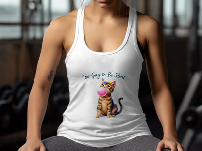 Too Gay to Be Silent Cute Cat Gym Tank Top product