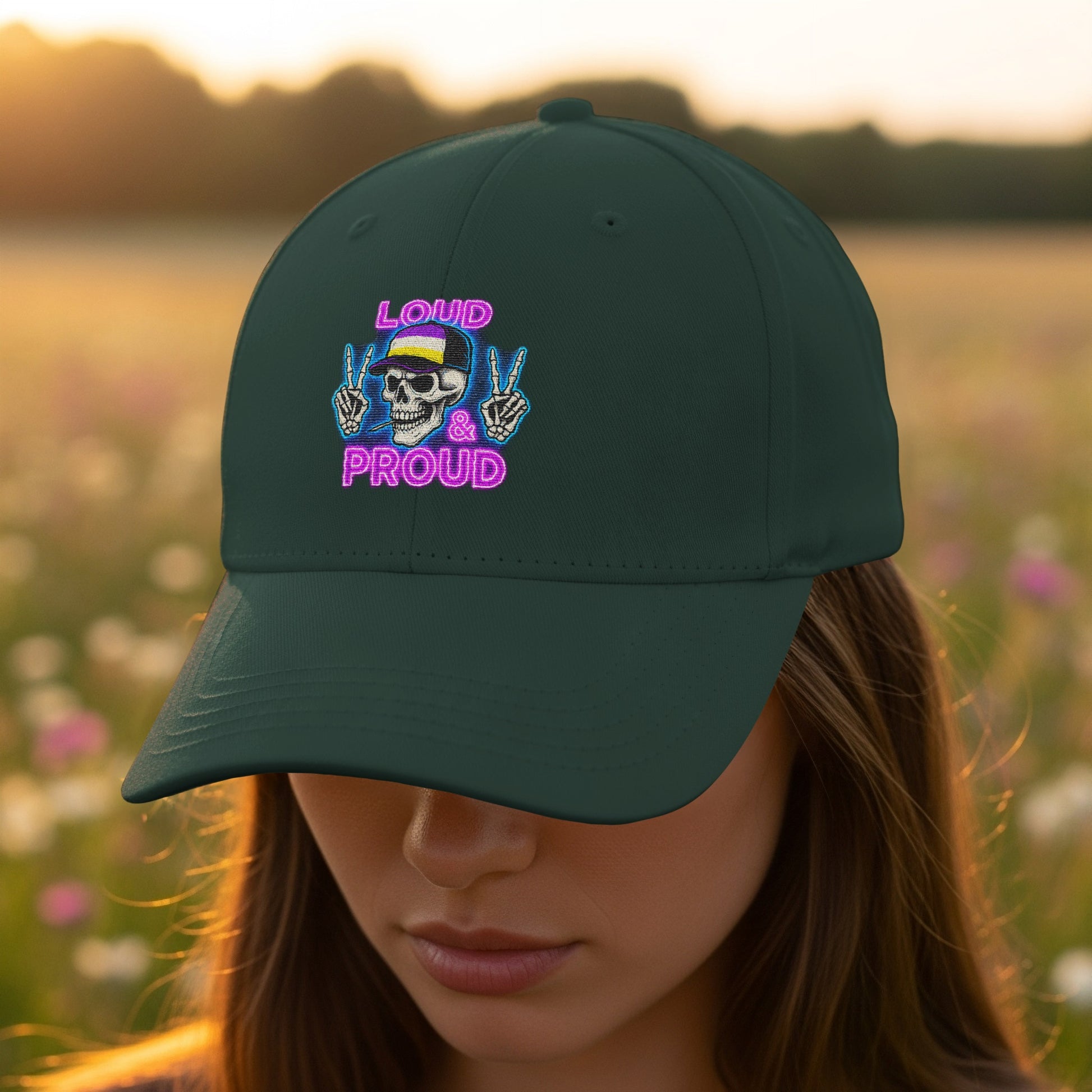 Loud and Proud Skull Embroidered Baseball Cap product type