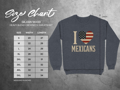 I Love Mexicans USA Flag Heart Graphic Sweatshirt product