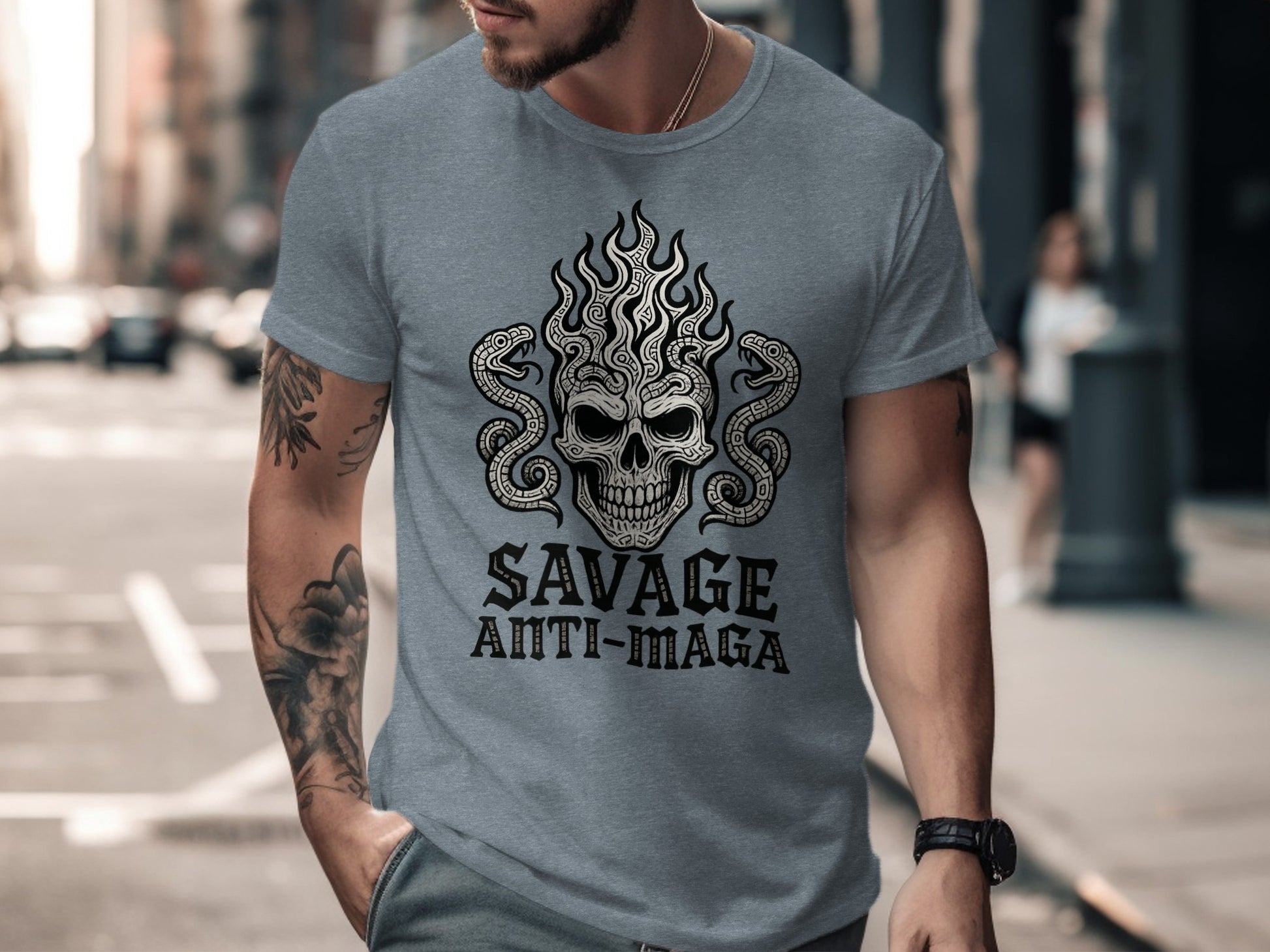 Savage Anti-Maga Skull and Snake T-Shirt Product