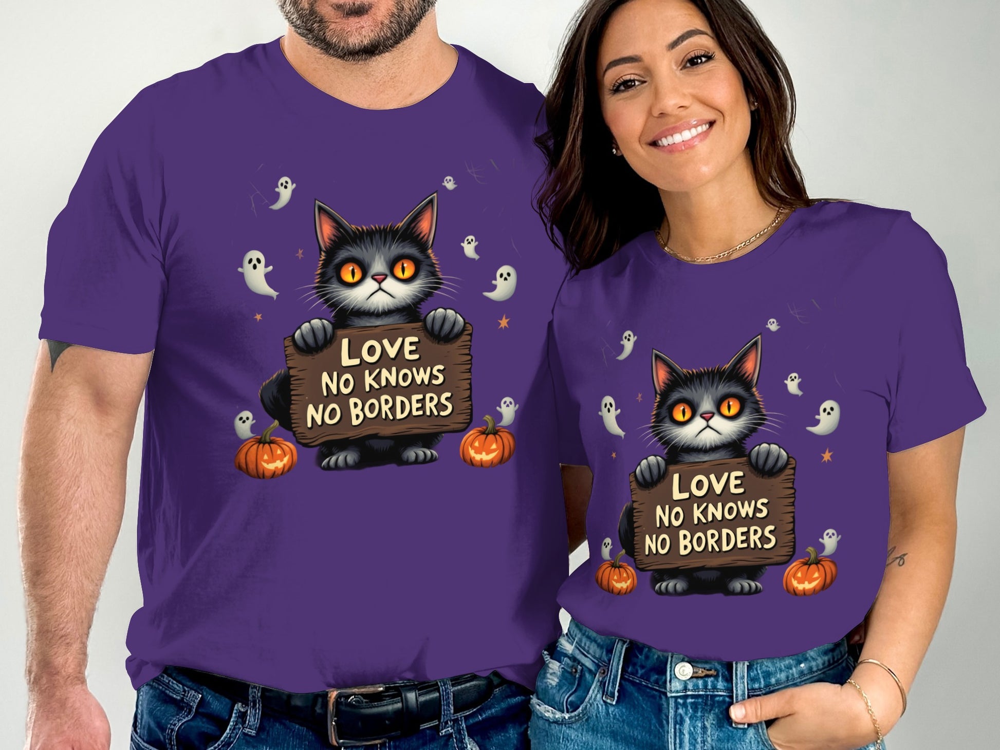 Love No Knows No Borders Cute Cat Halloween product