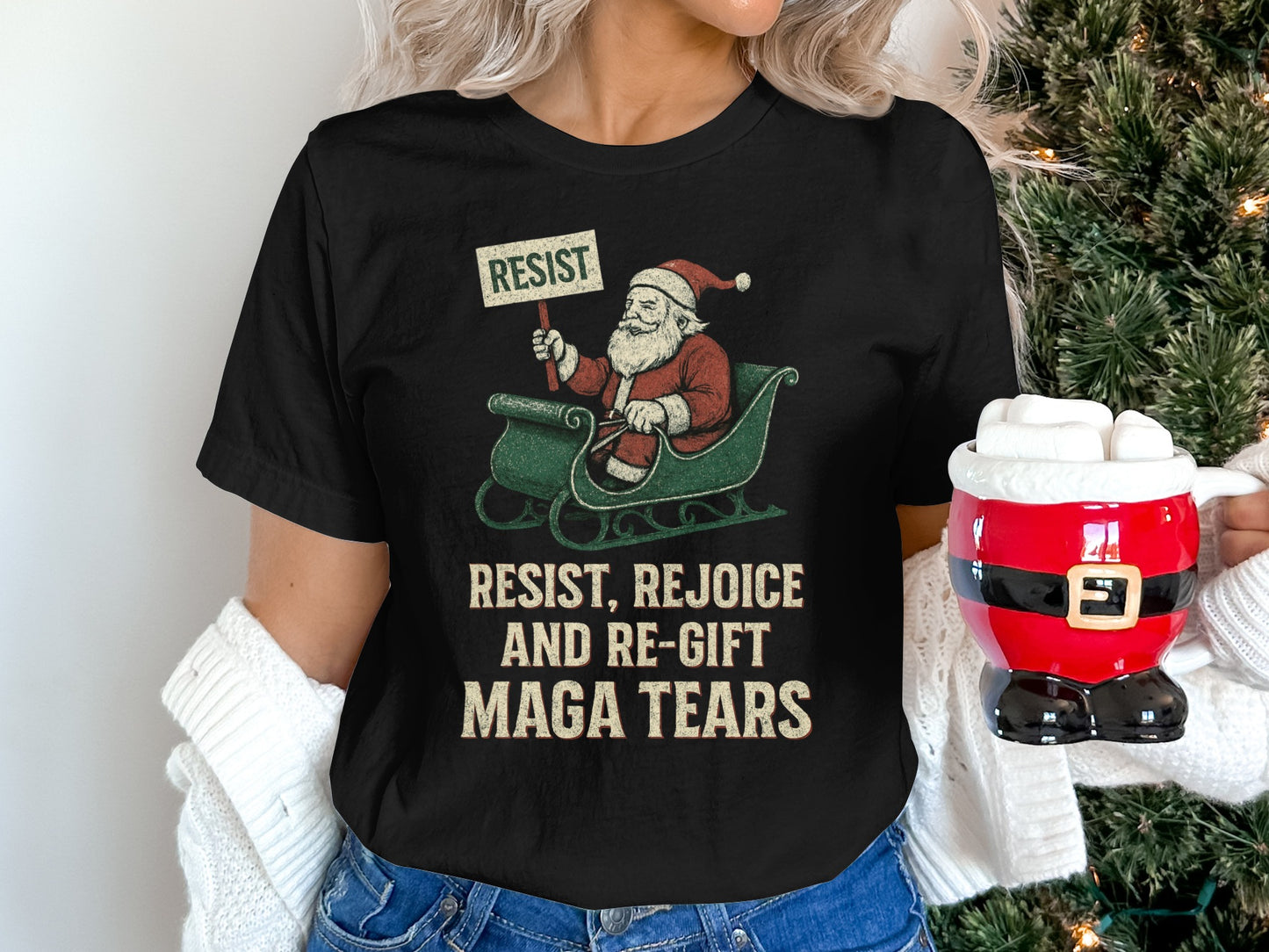 Resist Rejoice and Re-Gift MAGA Tears Christmas Shirt